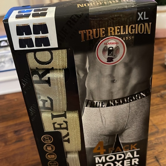 True Religion 4 Pack Modal Boxer Briefs XL ALL BLACK GOLD BAND - Picture 2 of 8